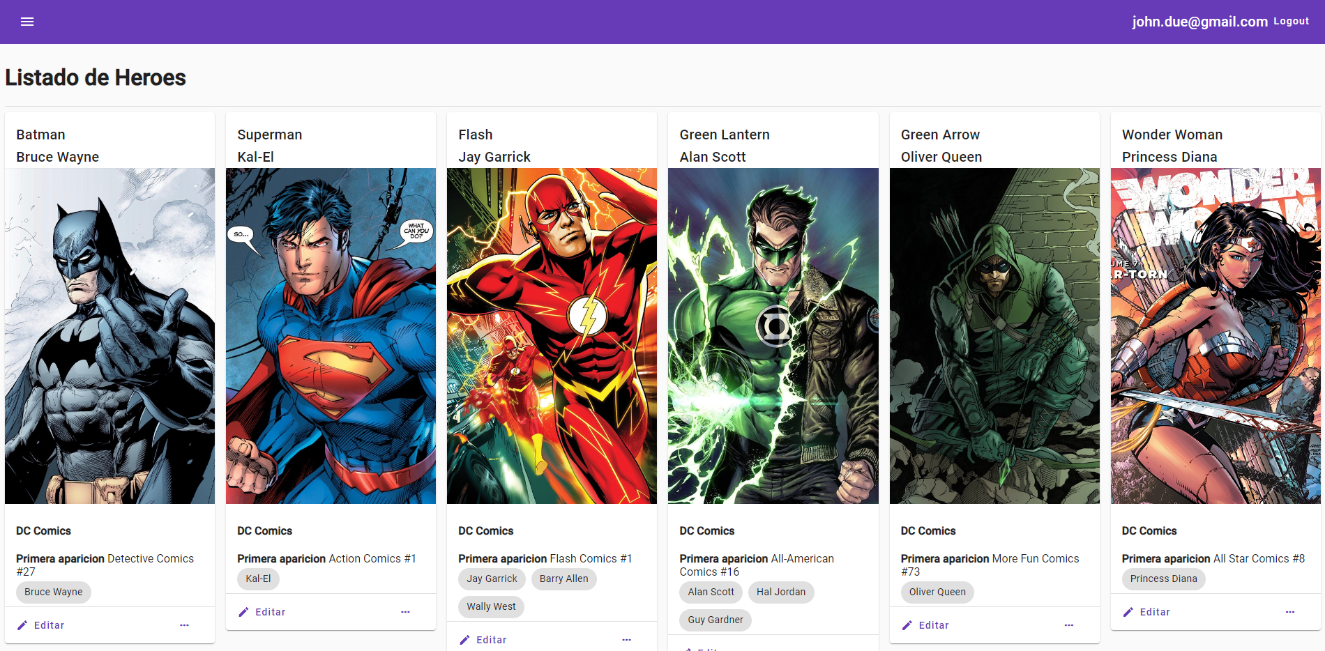 CRUD Heroes App
